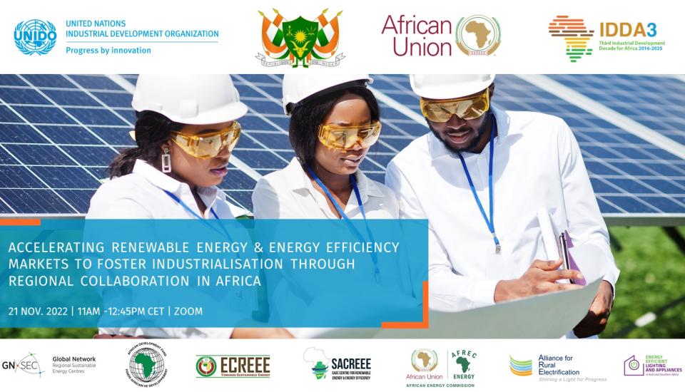 Image of Virtual side event: Accelerating renewable energy and energy efficiency markets to foster industrialization through regional collaboration in Africa, 21 November 2022