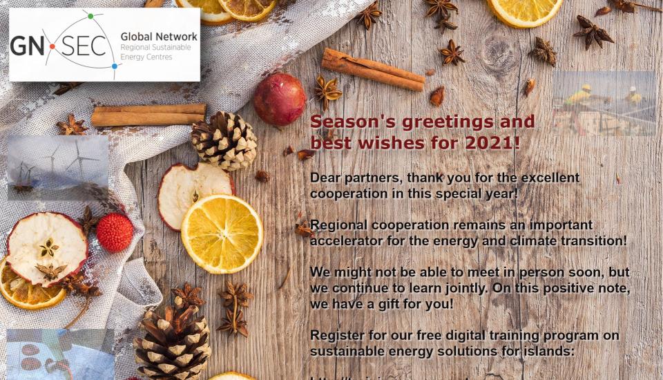 Image of Season's greetings from the Global Network of Regional Sustainable Energy Centres!