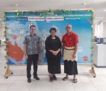 Image of SPC Debuty Director General, Ms Audrey Aumua & Communication Director, Mr. Peter Foster visit to PCREEE Office - 15/10/18