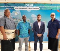 Image of Mr Adrian Nicole, Team Leader - Climate Change, Energy & Circular Economy, Delegation of the European Union for the Pacific, with Staff of PCREEE and Mr. Manu'ofetoa (EU-GIZ ACSE Project) - 15/08/19